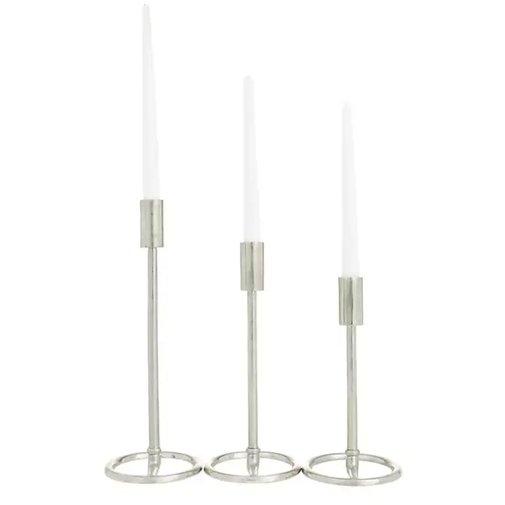 Metallic Loop Base Taper Candle Holders, Set of 3