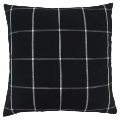 Midnight Black Large Print Plaid Throw Pillow