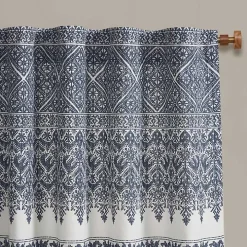 Mila Blue Horizontal Stripe Curtain Panel, 84 in.