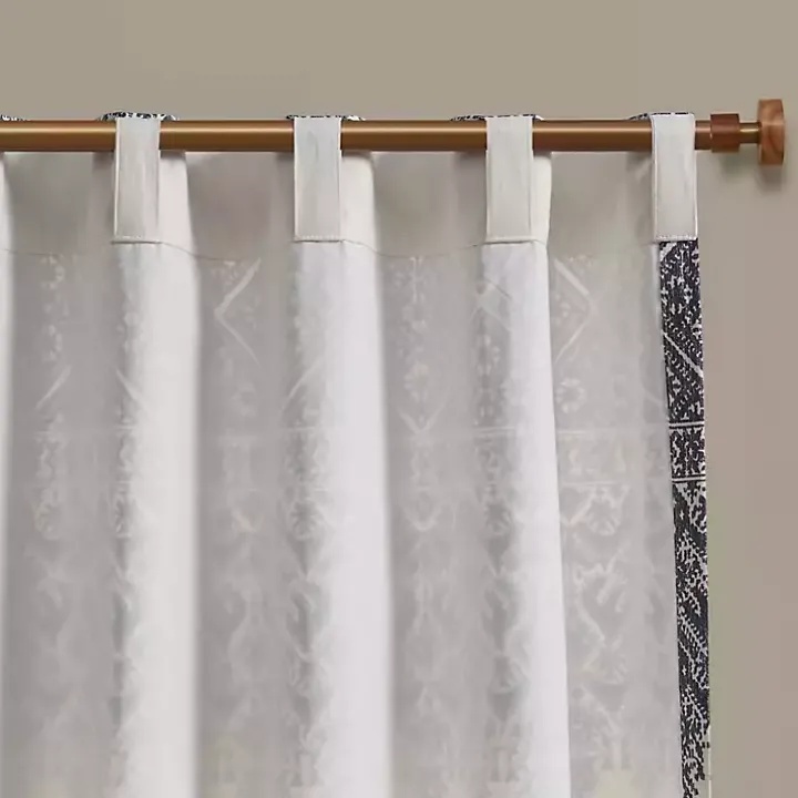 Mila Blue Horizontal Stripe Curtain Panel, 84 in.