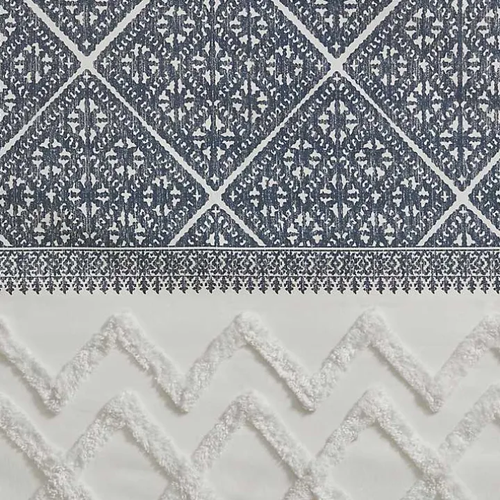 Mila Blue Horizontal Stripe Curtain Panel, 84 in.