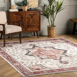 Miley Traditional Medallion Washable Area Rug, 5x8