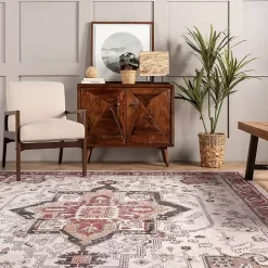 Miley Traditional Medallion Washable Area Rug, 4x6