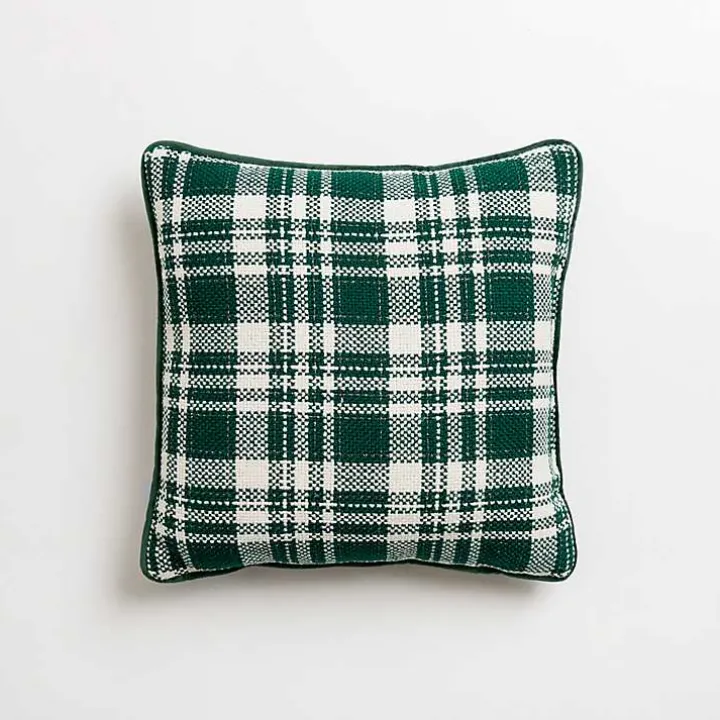 Mini Green and White Plaid Christmas Pillow