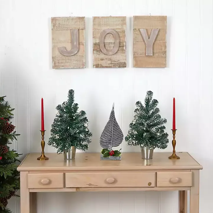 Mini Pine Trees in Tin Planters, Set of 2