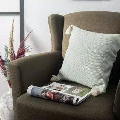 Mint Trapeze Organic Cotton Throw Pillow