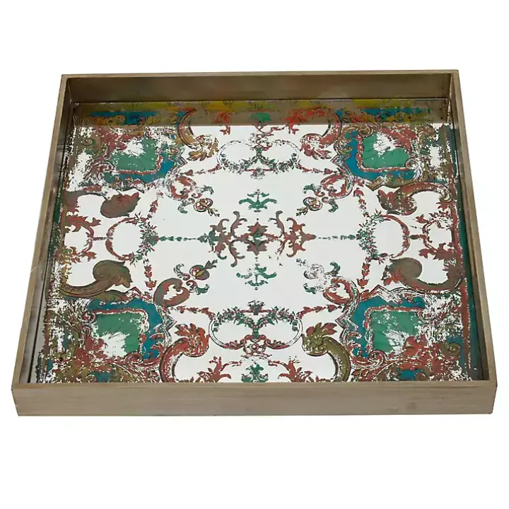 Mirrored Moroccan Pattern Tray with Gold Edges
