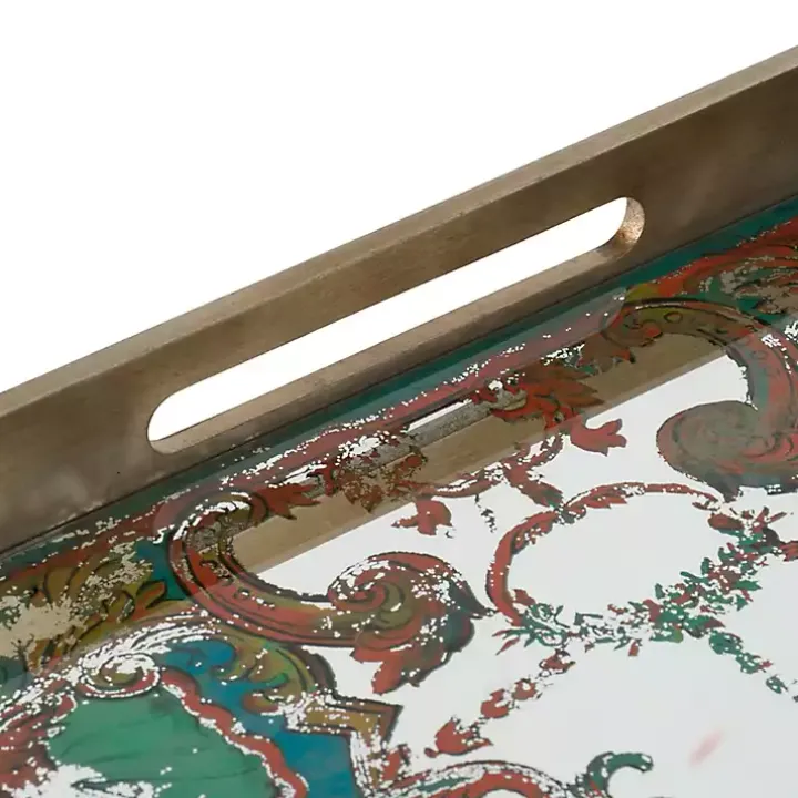 Mirrored Moroccan Pattern Tray with Gold Edges