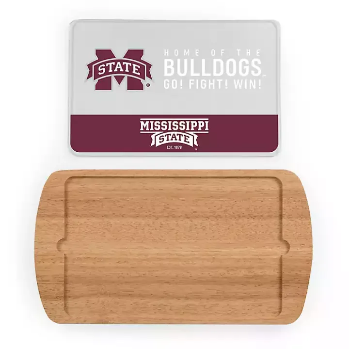 Mississippi Bulldogs Wood and Glass Serving Board