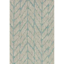 Mist and Aqua Chevron Outdoor Area Rug, 5x7