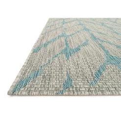 Mist and Aqua Chevron Outdoor Area Rug, 5x7