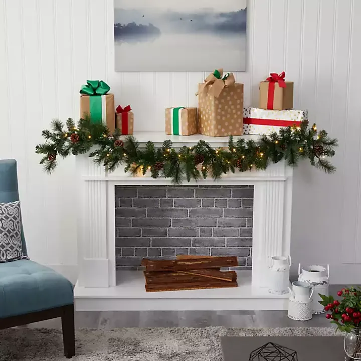 Mixed Pine Clear LED Lighted Garland