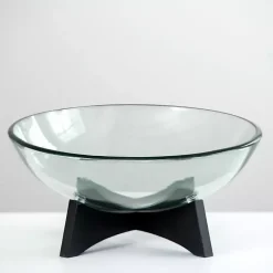 Modern Glass Bowl With Wood Stand