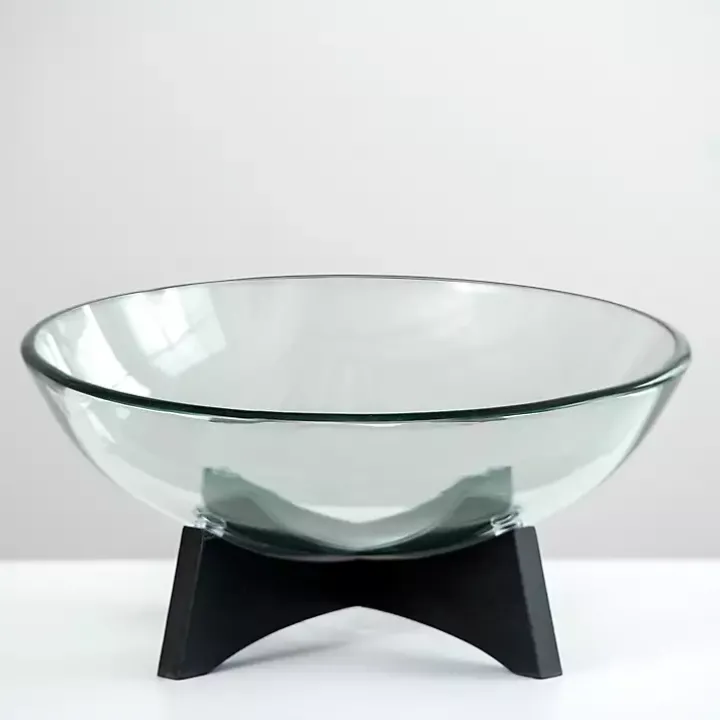 Modern Glass Bowl With Wood Stand