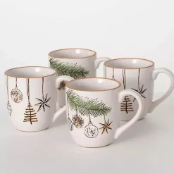 Modern White Cozy Christmas Mugs, Set of 4