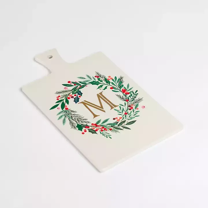 Monogram M Christmas Wreath Serving Board