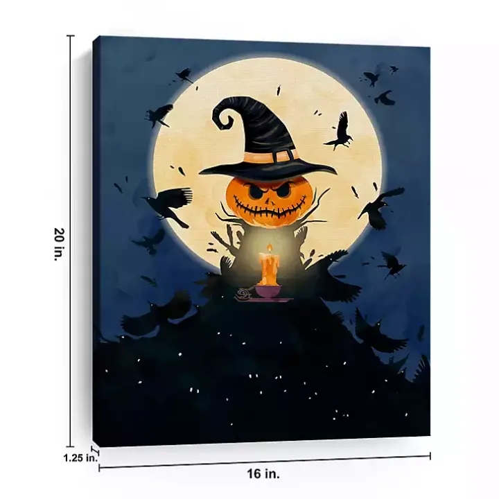 Moonlit Jack O Lantern Canvas Art Print, 16x20