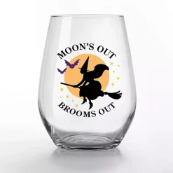 Moon's Out Brooms Out Halloween Glasses, Set of 2