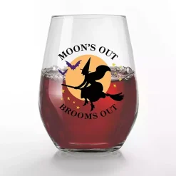 Moon's Out Brooms Out Halloween Glasses, Set of 2
