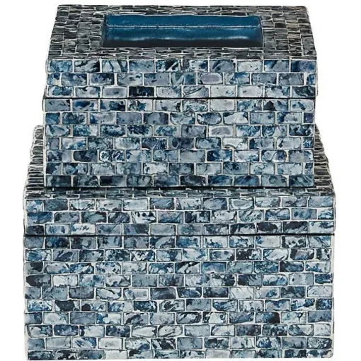 Multicolor Mother of Pearl Coastal Boxes, Set of 2