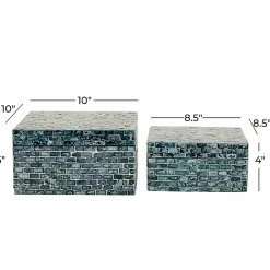 Multicolor Mother of Pearl Coastal Boxes, Set of 2