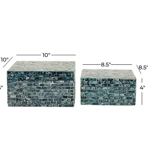 Multicolor Mother of Pearl Coastal Boxes, Set of 2