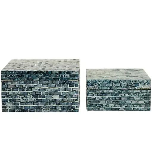 Multicolor Mother of Pearl Coastal Boxes, Set of 2