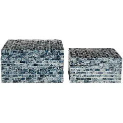 Multicolor Mother of Pearl Coastal Boxes, Set of 2