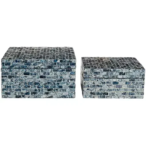 Multicolor Mother of Pearl Coastal Boxes, Set of 2