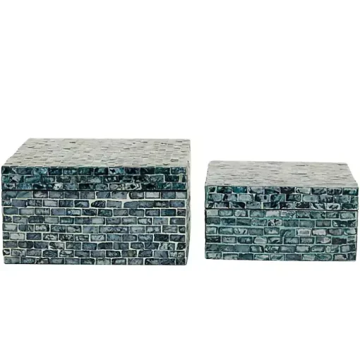 Multicolor Mother of Pearl Coastal Boxes, Set of 2