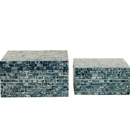 Multicolor Mother of Pearl Coastal Boxes, Set of 2