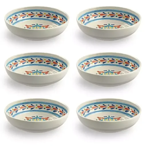 Multicolor Rio Melamine Low Bowls, Set of 6