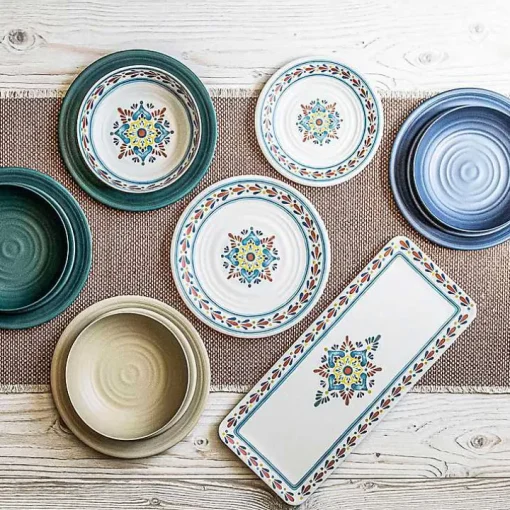 Multicolor Rio Melamine Low Bowls, Set of 6