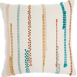 Multicolor Woven Dotted Lines Pillow