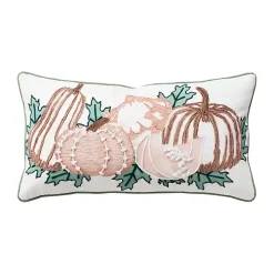 Multicolored Pumpkins Embroidered Throw Pillow