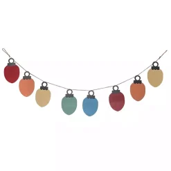 Multicolored Vintage Christmas Lights Metal Banner