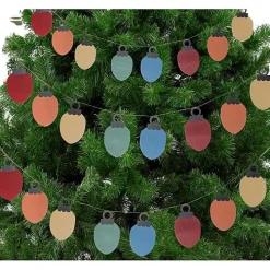 Multicolored Vintage Christmas Lights Metal Banner