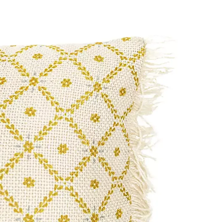 Mustard Geometric Floral Indoor/Outdoor Pillow