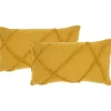 Mustard Tufted Diamond Lumbar Pillows, Set of 2