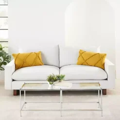 Mustard Tufted Diamond Lumbar Pillows, Set of 2