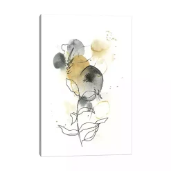 Mustard Yellow and Gray Abstract Canvas Art Print