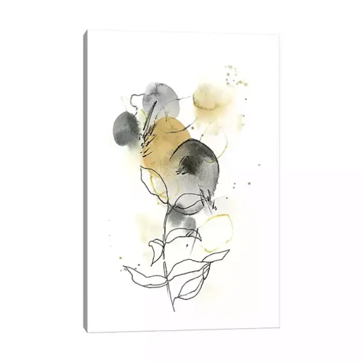 Mustard Yellow and Gray Abstract Canvas Art Print