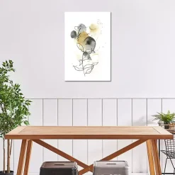 Mustard Yellow and Gray Abstract Canvas Art Print
