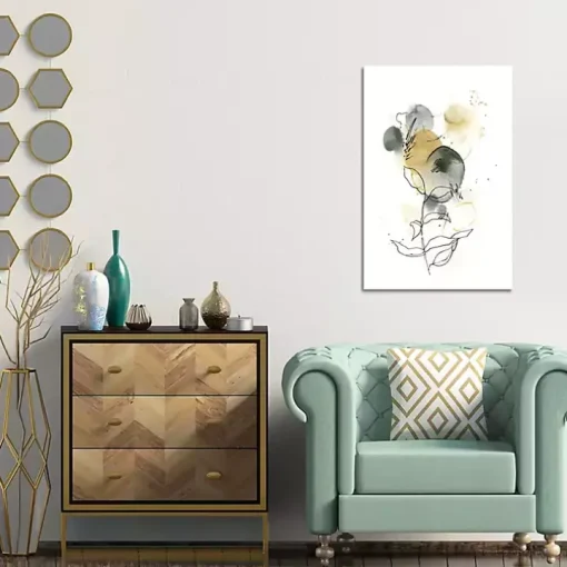 Mustard Yellow and Gray Abstract Canvas Art Print