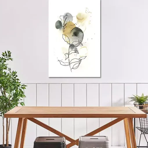 Mustard Yellow and Gray Abstract Canvas Art Print