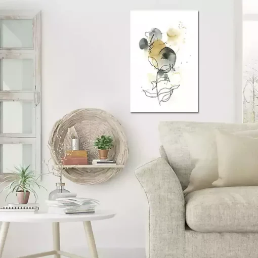 Mustard Yellow and Gray Abstract Canvas Art Print