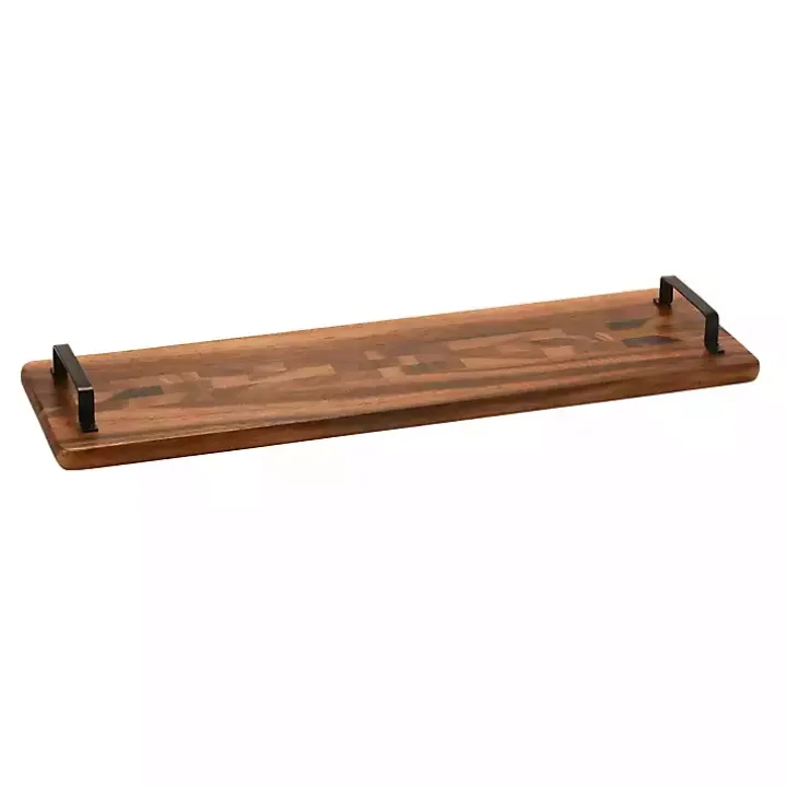 Natural Acacia Long Tray with Handles