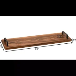 Natural Acacia Long Tray with Handles