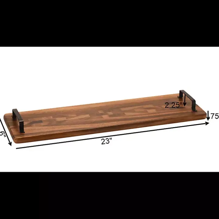 Natural Acacia Long Tray with Handles