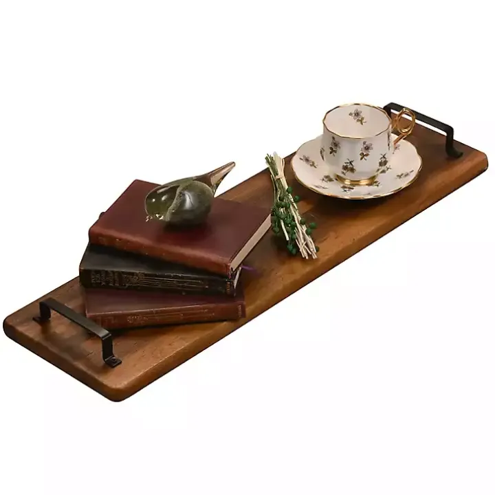 Natural Acacia Long Tray with Handles
